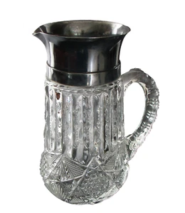 EAPG US Glass 6500 similar to 15052 Illinois Pattern Tankard Pitcher Metal Top - Picture 1 of 7