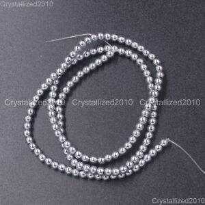 Natural Hematite Gemstone Round Ball Beads 16'' Silver 2mm 3mm 4mm 6mm 8mm 10mm
