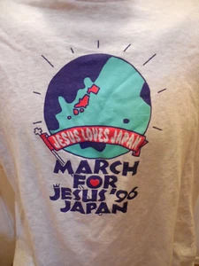Camisa Med Vintage March For Jesus Loves Japón 1996 punta única - Imagen 1 de 8