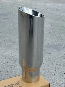 AUTHENTIC STAINLESS STEEL POLISHED NETAMI 12INCH LONG EXHAUST TIP - Picture 1 of 11