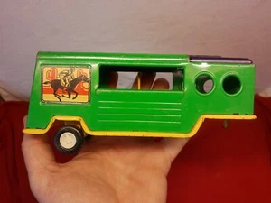 Vintage Buddy L Pressed Steel Horse Tractor Trailer ONLY Toy Japan Green - Picture 1 of 6