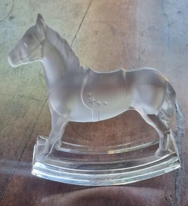 Rare could be american glass frosted rocking horse 15 cm x 16 cm FREE SHIPPING - Picture 1 of 4