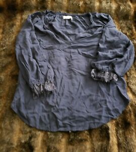 VELVET By Graham & Spencer Womens XS Blue V Neck 3/4 Sleeve Blouse Top