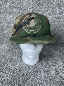 Vintage National Wild Turkey Federation Camo Mesh Trucker Snapback Cap Hat USA - Picture 1 of 6