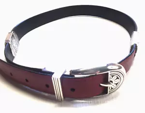 Brighton Reversible Belt Red Black Leather Silver Tone Buckle B40217 Wom. Med 30 - Picture 1 of 11