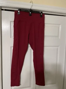 Winter Workout Yoga Pants, Fleece-Lined High-Waist - Burgundy Size Large - New - Picture 1 of 3