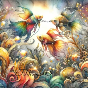 Digital Art Pictures Animal Fish Painting Watercolor Wallpaper Background Decor - Picture 1 of 4