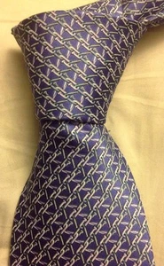 LANVIN Paris France Blue Nails Neck Tie 100% Silk Brand New NWT - Picture 1 of 4