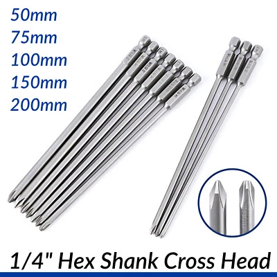 Magnetic Screwdriver bit Bits set PH00 PH0 PH1 PH2 Hex Shank Screw Cross Head - Image 1 of 4