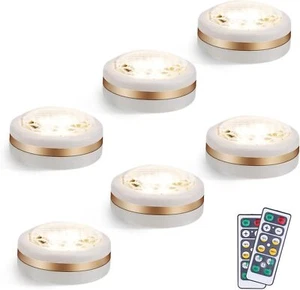 LEASTYLE LED Puck Lights with Remote Control 6 Pack, Under Cabinet 6 Pack - Picture 1 of 5