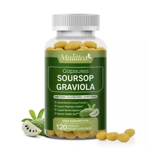 Organic Soursop Graviola Capsules Support Respiratory Sysytem Imm une Boost - Picture 1 of 7