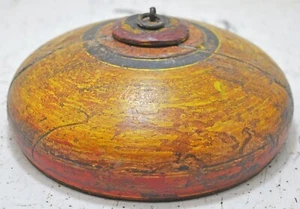 Antique Wooden Rond Tabac Opium Boite Original Vieux Main Sculpté Painted - Picture 1 of 6