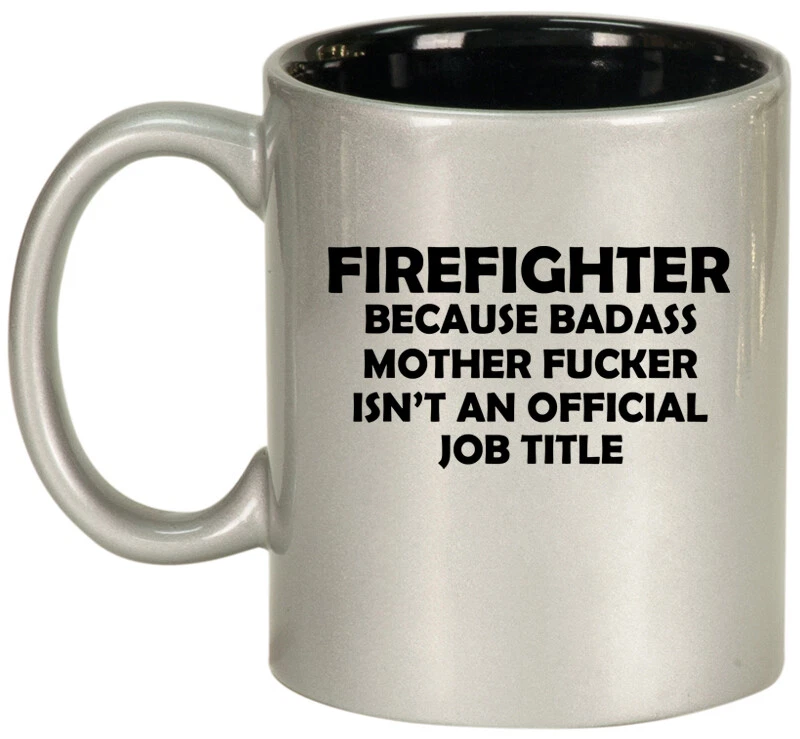 Caneca de café cerâmica bombeiro trabalho título engraçado - Imagem 1 de 1