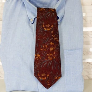 Neck Tie Mens Red Floral Silk Garden Boho Casual Adult Cool Wine Dark LA PLAGE - Picture 1 of 8