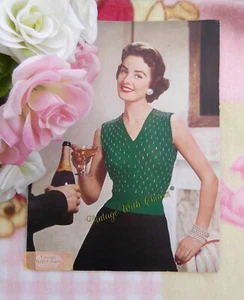 Vintage 50s Lady's Sleeveless Beaded Evening Jumper. 4 Sizes, Fit 34-40in. Bust - Picture 1 of 1