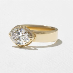 Yellow Gold Engagement Ring 18k 2.00 Ct Oval Cut IGI Lab Grown Diamond 5 6 - Picture 1 of 13