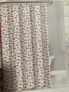 Shower Curtain Dogs AOP Valentines Day  My Furry Valentine 72” Dog Lover Hearts - Picture 1 of 3