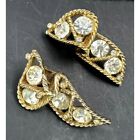 Vintage Castlecliff Climber Clip Earrings Pod  Designs With Large Rhinestones