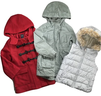 Gap Kids Jacket Bundle Red Hooded Duffle Coat Puffer Vest Army Utility Girls S - Image 1 of 4