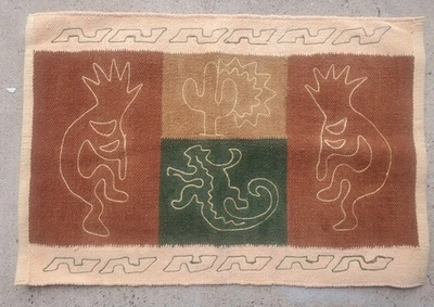 Tapete de chenille bordado sudoeste El Paso Saddle Blanket Co. Kokopelli... - Imagem 1 de 4