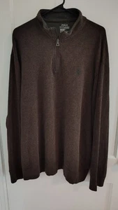 Polo Ralph Lauren Performance Jersey Quarter-Zip Pullover Shirt Brown Men’s XXL - Picture 1 of 5