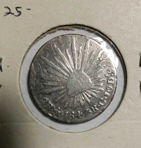 Mexiko 1847 Zs OM 2 Reales Silber (.903) - Bild 1 von 2