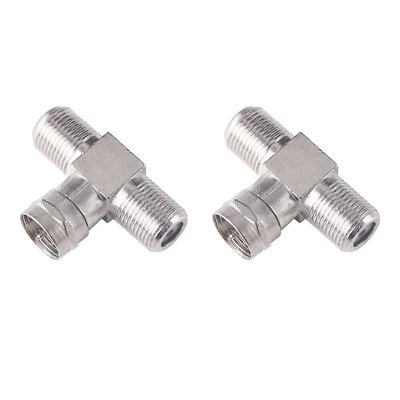 2 Pack Coaxial Cable Connector, TV Splitter 2 in 1 Out F Type RG6 Male to 2 F Fe - Image 1 of 4