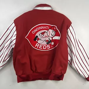 Vintage 90s Cincinnati Reds MLB Jeff Hamilton Leather Wool Varsity Bomber Jacket - Picture 1 of 8