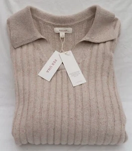 LADIES MARKS AND SPENCER PER UNA OATMEAL MIX RIBBED JUMPER WITH WOOL SIZE XL - Picture 1 of 9