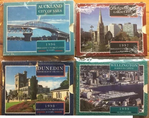 New Zealand -1996 to 1999- Brilliant Uncirculated 5 Dollars Coins- City of NZ - Picture 1 of 5