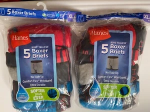 NEW Hanes Sz XL Boys COTTON Tagless Comfort Flex Waist 2 PACKS of 5 Boxer Briefs - Picture 1 of 4