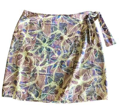 Falda envolvente de algodón tropical The Territory Ahead batik floral lavada al sol talla M #103B Foto 1 de 4