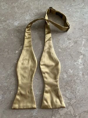 ROBERT TALBOTT Men's 100% Silk Bowtie Luxury Solid  Gold Adjustable - Image 1 of 4