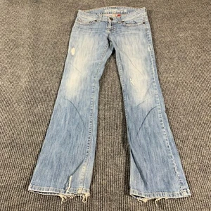 VTG Guess Jeans Womens 29 Blue Denim Faded Daredevil Bootcut Distressed 30x32 - Picture 1 of 16