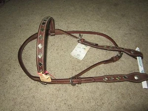 gorgeous TOP QUALTIY HEADSTALL WITH DIAMOND STUDS, maker marked - Picture 1 of 7