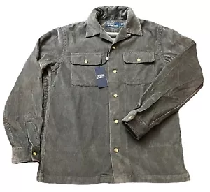 Polo Ralph Lauren Classic Fit Wide Wale Corduroy Camp Shirt Overshirt Small Gray - Picture 1 of 17