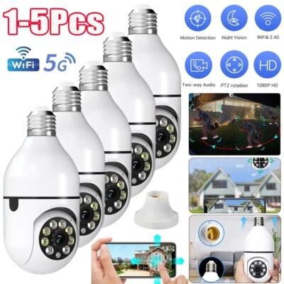 SMARTHOME 1-5X Lot 1080P E27 Light Bulb Security Camera Wireless WiFi 360° IR Night Smart