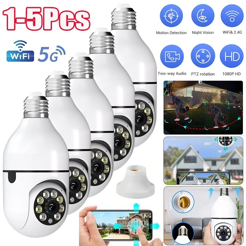SMARTHOME 1-5X Lot 1080P E27 Light Bulb Security Camera Wireless WiFi 360° IR Night Smart