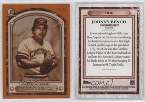 2020 Bowman Chrome Farm to Fame Orange Refractor /25 Johnny Bench #FTF-JB HOF