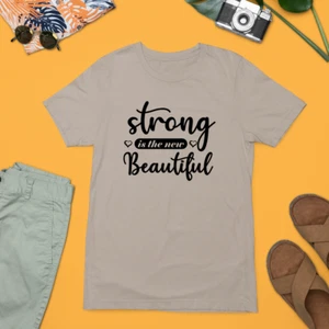Strong is The New Beautiful T-shirt Gym Fitness Exercise Workout Yoga Gifts - Picture 1 of 22