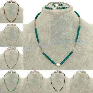 2x4mm Multicolor Gem Tyre Rondelle Spacer White Pearl Necklace Bracelet Ring Set - Picture 1 of 34