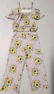 Heart And Arrow Girls 2 Pc Outfit Size 5 NWT Floral Sunflower Theme - Picture 1 of 14