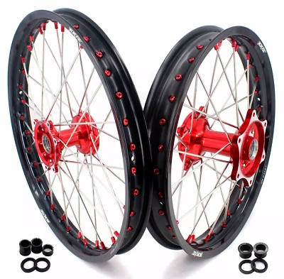 Llantas fundidas KKE 21/18 para Honda CRF250R 2014-2025 CRF450R 2013-2025 tuerca roja Foto 1 de 4