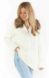 Pullover Show Me Your MuMu taglia S Sun Valley in crema lavorato a maglia con pelliccia sintetica - Foto 1 di 4