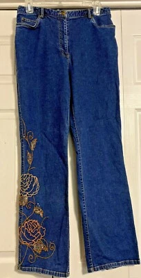 Susan Bristol Womens Jeans - Dark Wash Pockets Embellished Leg Vintage - Size 8 - Image 1 of 4