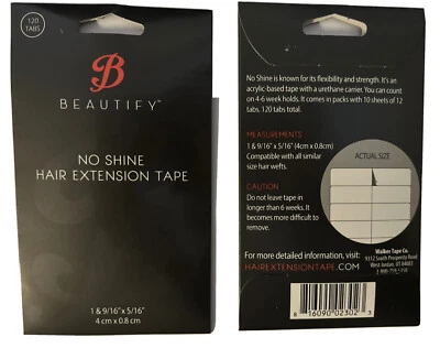  WALKER BEAUTIFY- NO SHINE- DOUBLE-SIDED HAIR EXTENSION TAPE 120 TABS -NEW - Image 1 of 4