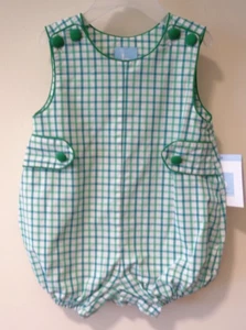 NWT Bella Bliss Green Plaid Oliver Romper / Bubble Boy's Size 3 Months - Picture 1 of 2