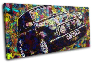 Vintage Retro Farbe Mini Cooper Autos EINZELNE LEINWANDKUNST Bilddruck - Bild 1 von 1