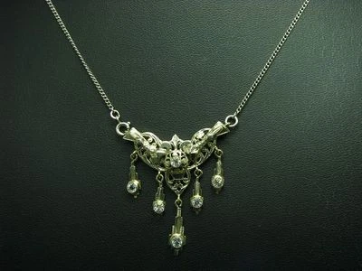 800 Argento Catena & 500 Ciondolo Oro Con Vetro Ricoperto / Vero - Immagine 1 di 3