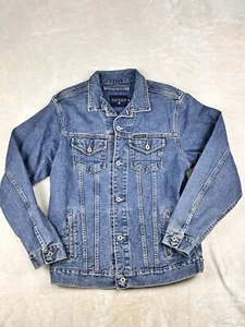 Vintage Nautica Jean Jacket Mens L Blue Denim Trucker Button Up Grunge Y2k 90s - Picture 1 of 7